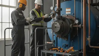 Boiler repair technician servicing a home boiler in Charlotte, NC for reliable heating repair