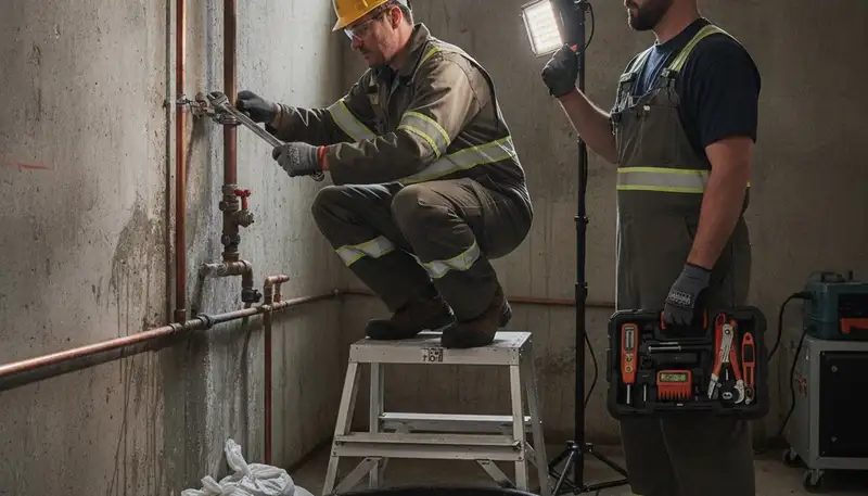 Emergency plumber repairing pipes in Charlotte, NC for urgent leak and burst pipe service