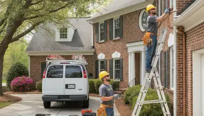 Charlotte, NC plumbing repair technician servicing a residential pipe leak for a local customer