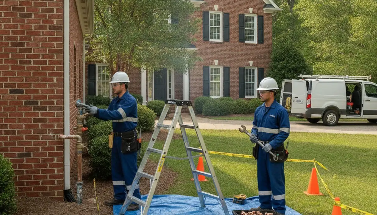 Plumber repairing a leak in Charlotte, NC for plumbingcharlottenc-new.com area service page