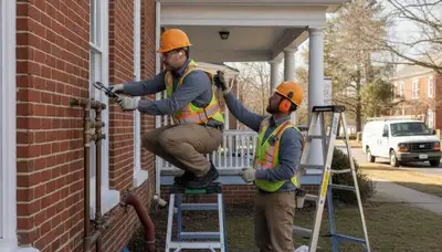 Plumber repairing a pipe in Charlotte, NC for plumbing service at a local home