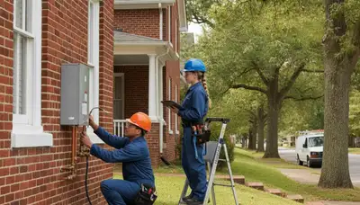 Charlotte, NC plumbing repair technician servicing a residential pipe leak