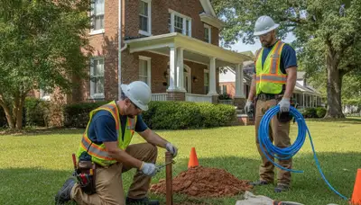 Charlotte, NC plumbing repair technician servicing a residential pipe leak with professional tools