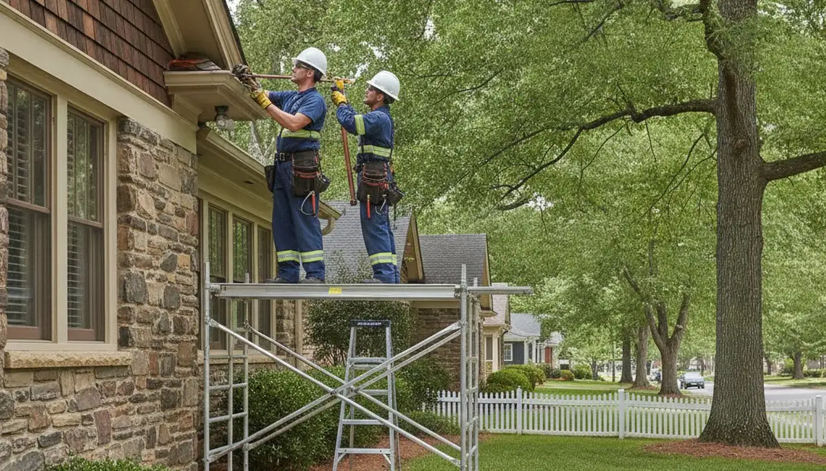 Plumber repairing a pipe in Charlotte, NC for plumbing service on a residential job site