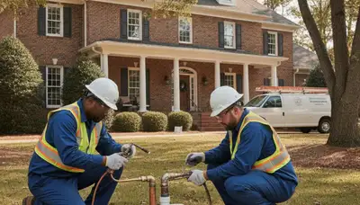 Plumber repairing a residential pipe in Charlotte, NC for plumbing repair service
