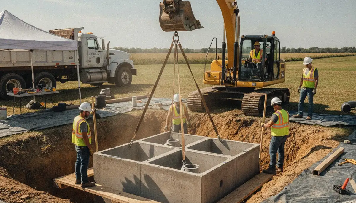 Septic tank installation in Charlotte, NC for a residential plumbing service site