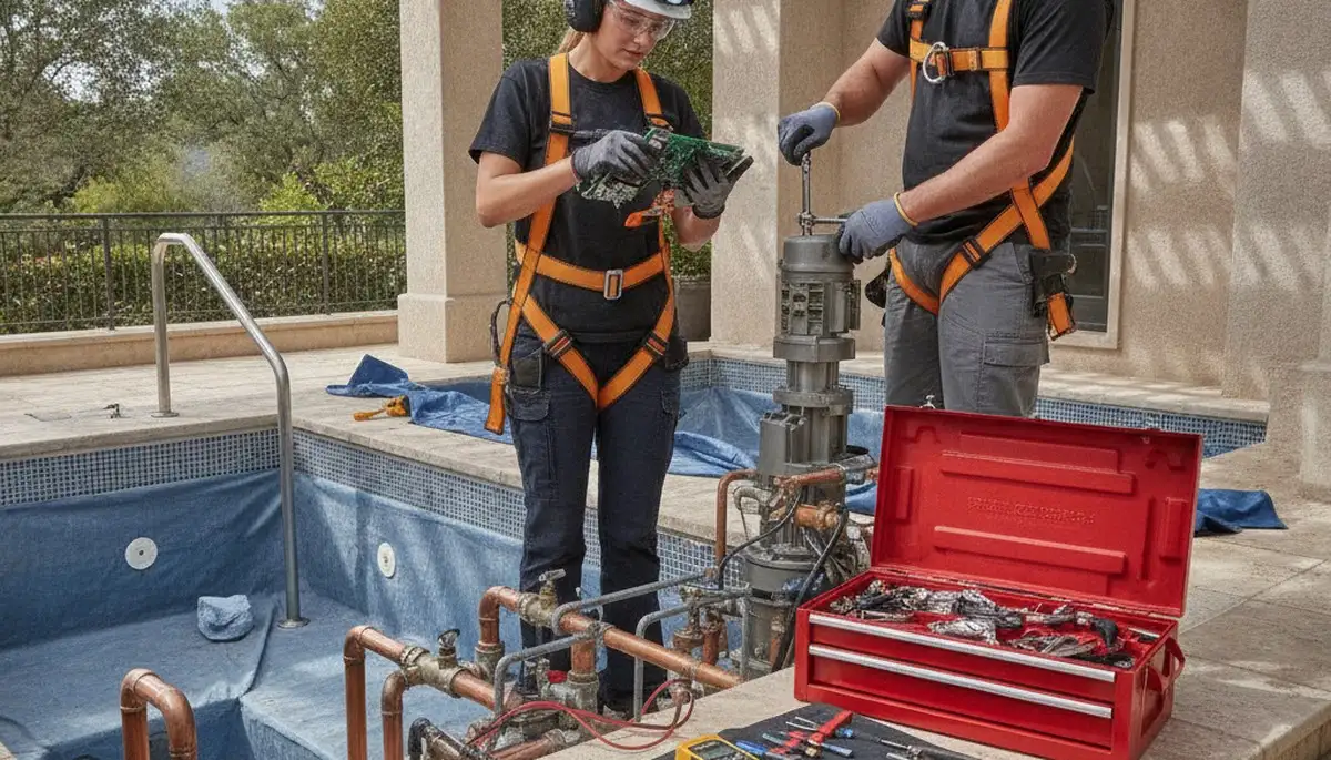 Charlotte, NC plumber repairing a spa for jet and heating issues